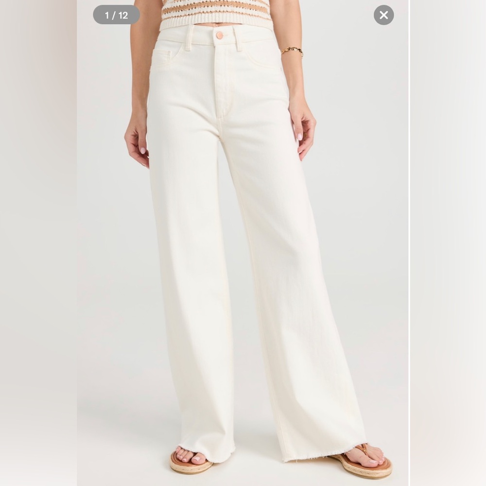 DL 1961 White Hepburn High Waist Wide Leg Jeans, size 27